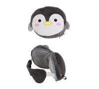 Almohada de viaje 2 en 1 con antifaz para los ojos, juego de almohadas multiusos estilo animal lindo, mini almohada plegable suave para oficina, avión, tren o coche (pingüino)