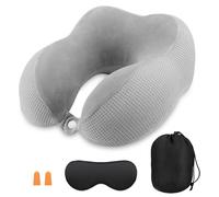 Almohada de Viaje, Cojin Cuello Viaje con Cremallera, Almohada Cuello Viaje, Almohada Avion, Collarin Cervical Viaje, Cojin Avion Cuello Viscoelastico, Cojín Cervical con Máscara de Ojos y Tapones