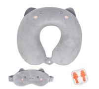 Almohada De Viaje, Cojín para Cuello Viaje Niño, Almohada De Espuma con Memoria, Almohada Cervicales Y Cuello De Viaje, con Máscara De Ojos Y Tapones, para Niños Y Adultos