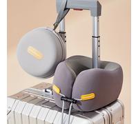 Almohada de viaje de U para el cuello, de tela de fibra de hielo, almohada de avión, almohada cervical, portátil, ajustable y plegable