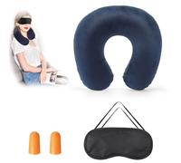 Almohada de Viaje Inflable, Almohada Viaje Hinchable Almohada Cervical Ajustable Almohada Viaje Cuello Cojin Cervical Viaje con Máscara de Ojos y Tapones para los Oídos para Oficina Avión Coche Tren