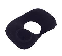 Almohada de Viaje para el Cuello, Almohada Inflable con Hebilla Ajustable Portátil de Tela Flocada para Avión(Armada)