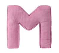 Almohada decorativa en forma de letra, cojín inicial de pana rosa, 34 x 36 cm, almohada de felpa suave para sala de estar, dormitorio (M)