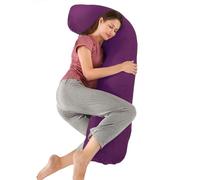 Almohada Embarazada Dormir, Sleep Confort Almohada, Forma de J Almohada de Lactancia Corporal, Almohada Apoyo y Cuerpo Completo para Eembarazo con Funda de Extraíble Lavables, 65 x 125 cm Púrpura