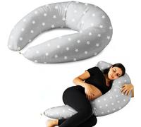 Almohada Embarazada y Cojin Lactancia Bebe para Dormir XXL Idea Regalo para Nuevas Mamás con Funda de 100% Algodón Almohada Multifuncional para Apoyo Espalda y Relleno Suave Accesorio de Maternidad