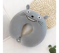 Almohada en forma de U almohada de viaje de espuma de memoria de rebote lento, avión de oficina, almohada para el cuello del automóvil, almohada cervical-orejas de gato gris_33 * 30