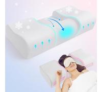 Almohada ergonómica antiarrugas para dormir de espalda: almohada cervical de espuma viscoelástica antienvejecimiento para aliviar el dolor de cuello, soporte contorneado para cuello y hombros,