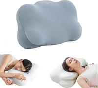 Almohada ergonómica con memoria para dormir, almohada de alineación de nubes de sueño suave, espuma viscoelástica cervical, soporte ajustable para el cuello para adultos, durmientes (azul claro)