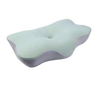 Almohada ergonómica de espuma viscoelástica verde menta, 25.6 x 16.9 pulgadas, almohada antiarrugas, almohada contorneada para el cuello, con funda lavable