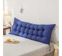 Almohada grande de 90 x 50 cm, cojín largo para apoyar la cama, ideal para leer y relajarse, con lazos de fijación para estabilidad, cómoda almohada de refuerzo