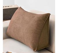 Almohada grande de cuña de lectura triangular para respaldo y cojín de apoyo lumbar con funda extraíble para sofá y 100 x 35 x 20 cm, color marrón, comodidad para aliviar el dolor de espalda