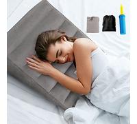 Almohada inflable de cuña de viaje con bomba de aire, almohada de cuña portátil y ligera para dormir, almohada de elevación de piernas para aliviar la hinchazón, almohada triangular postoperatoria con