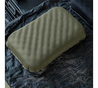 Almohada inflable ligera para acampar al aire libre, soporte ergonómico para cuello y hombros (negro)