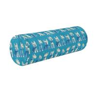 Almohada larga de espuma viscoelástica para el cuello, almohada redonda para sillas, almohada cilíndrica para rodillas, almohada de apoyo para la espalda, dibujos animados, azul cielo profundo, perros