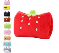 Almohada Mano Dibujos Animados, Almohadas Felpa Calentador De Manos, Siesta Débil Invierno Abrazando Cojín Calentadores Brazos, Almohadas Viaje Algodón Suave(Strawberry)