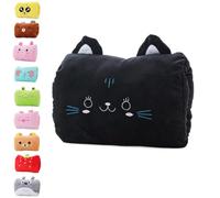 Almohada Mano Dibujos Animados, Almohadas Felpa Calentador De Manos, Siesta Débil Invierno Abrazando Cojín Calentadores Brazos, Almohadas Viaje Algodón Suave(Black)