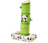 almohada manta de viaje, almohada y manta de viaje,Manta de almohada Panda 2 en 1, divertida manta de avión - Forma cilíndrica larga, almohada plana, manta de viaje compacta para fiestas de café, hote