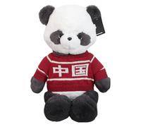 Almohada Panda de peluche - cojín de peluche suave con suéter, adorable juguete abrazo | Decoración de dormitorio temática china para cumpleaños y Navidad, cojín tierno para cama, sofá o