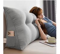 Almohada para Cabecera Cuña Triangular Posicionador Corporal Almohada de Lectura Almohadas Decorativas para El Descanso En La Cama Cojín Lumbar Grande para Cabecera con Bolsillos Laterales Gris 80 cm