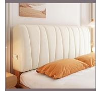 Almohada para cabecera, Funda de Terciopelo Premium para Camas Individuales, King y matrimoniales. Protector tapizado Grueso, Lavable y elástico. Blanco Leche, 160 cm (63"). Diseño Integral.