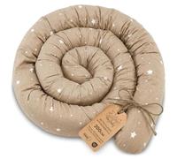 Almohada para dormir de lado, almohada para el cuerpo de serpiente 200 cm Algodón - cojin cervical enrollable lavable cojines grandes almohada para el cuerpo Oeko-Tex Beige con estrellas blancas