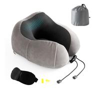 Good Nite Almohada para El Cuello Almohada de Viaje para Avión Cojín para El Cuello Coche Espuma con Memoria Almohada de Viaje Adultos Almohada Suave Ergonómica para Dormir, AvióN, Coche y Casa(Gris)