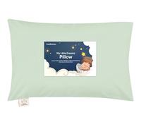 Almohada para Niño Pequeño con Funda - De Algodón Orgánico Suave para Dormir - Lavable y Respirable - Viajar (Sage)