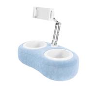 Almohada para tablet, soporte ajustable para tablet para leer en la cama, se adapta a 4.7 a 13 pulgadas, teléfono, teléfono ajustable de 360° para cama con tela de felpa suave y cuenco desmontable