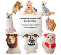 Almohada personalizada con forma especial, almohada personalizada con forma de perro y gato, almohada de terciopelo de bebé impresa de doble cara en 3D para mascotas/imágenes/personajes (70 cm)