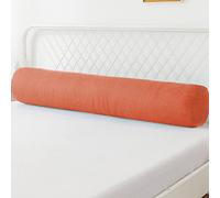 Almohada redonda para cabecero, cojín de apoyo para reposabrazos de sofá, almohada cervical suave redonda desmontable, protección para mesita de noche (redondo-15 x 80 cm, naranja)