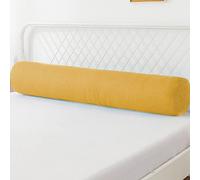 Almohada redonda para cabecero, cojín de apoyo para reposabrazos de sofá, almohada cervical suave redonda desmontable, protección para mesita de noche (redondo-15 x 100 cm, amarillo)