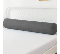 Almohada redonda para cabecero, cojín de apoyo para reposabrazos de sofá, almohada cervical suave redonda desmontable, protección para mesita de noche (redonda, 15 x 40 cm, gris oscuro)