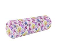Almohada redonda para spa y cuello, forma cilíndrica de espalda, soporte para las piernas, flores silvestres, orquídeas y flores