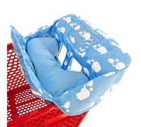 Almohada suave adjunta 2 en 1 para carrito de compras y funda para silla alta para bebé, acolchado de algodón, estilo plegable y enrollable, portátil con bolsa de transporte gratis (azul)