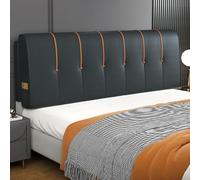 Almohada tapizada de piel sintética con botones para cabecera de cama, respaldo de cintura, cojín de apoyo para dormitorio, sofá cama, hogar, funda suave, pasta negra, 59 pulgadas, tamaño Queen