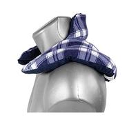 Almohada térmica cervical con cuello - franela cuadros azules - Cojín con pepitas de uva. Cojín de nuca. Saco de calor y frio con semillas