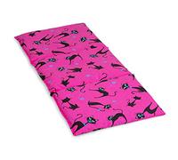Almohada térmica compartimentado en 3 con semillas de colza 20x50cm - Saco térmico para microondas - Calor y frío - Cojín térmico (color: gato negro fondo fucsia)