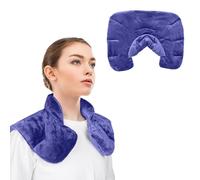 Almohada Térmica de Semillas Naturales para Cuello y Hombros -Almohadilla de Peluche Caliente y frio para microondas, Aromaterapia con Lavanda y Manzanilla-Alivio Rápido de Dolor(Azul)