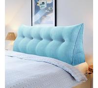Almohada triangular azul cielo para cabecero - Funda extraíble para cama, sofá cama y cabecero de matrimonio (200 x 50 x 20 cm) - Soporte cómodo para la relajación