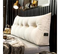 Almohada triangular de cuña extraíble, cojín de respaldo para lectura, almohada para cama, sofá, color blanco, 180 x 50 x 20 cm, perfecta para comodidad y estilo.