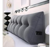 Almohada triangular de pana de lujo, cojín ergonómico para reposacabezas y apoyo de espalda para cama, sofá, lectura, funda de almohada extraíble con cremallera (tamaño: 120 x 50 x 20 cm, color: gris