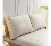 Almohada triangular grande para cabecera de cama individual, cojín para leer y apoyar la espalda, funda extraíble XL para sofá cama y sofá (80 x 50 x 18 cm, color crema)