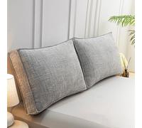 Almohada triangular grande para cabecera de cama, tamaño individual, cojín para leer y apoyar la espalda, funda extraíble para sofá cama y sofá (60 x 50 x 18 cm, gris)