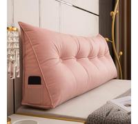 Almohada triangular grande suave para lectura, con forma de cuña, soporte lumbar, cabecero, respaldo, cómodo cojín de posicionamiento para sofá/sofá cama, color rosa claro, 100 x 50 x 20 cm