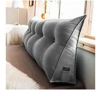 Almohada triangular para cabecero de cama, color gris plateado claro, cojín de lectura con funda extraíble y refuerzo lumbar grande para máxima comodidad