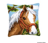 Almohada Vervaco de punto de cruz "Caballo", diseño de bordado dibujado