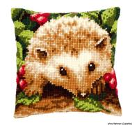 Almohada Vervaco de punto de cruz "Erizo con bayas", diseño de bordado dibujado