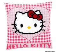 Almohada Vervaco de punto de cruz "Hello Kitty en un corazón", diseño de bordado