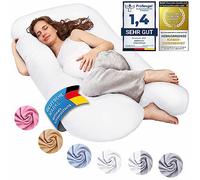 Almohadas de embarazo, almohadas para dormir de lado, almohadas de posicionamiento, almohadas para bebés y para lactancia en forma de U, funda lavable 100% algodón (Classic XXL, 150 x 80 cm, Blanco)