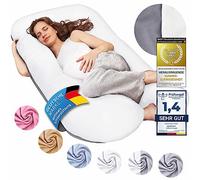 Almohadas de embarazo, almohadas para dormir de lado, almohadas de posicionamiento, almohadas para bebés y para lactancia en forma de U, funda lavable 100% algodón (Junior XL, 120 x 70 cm, Dúo)